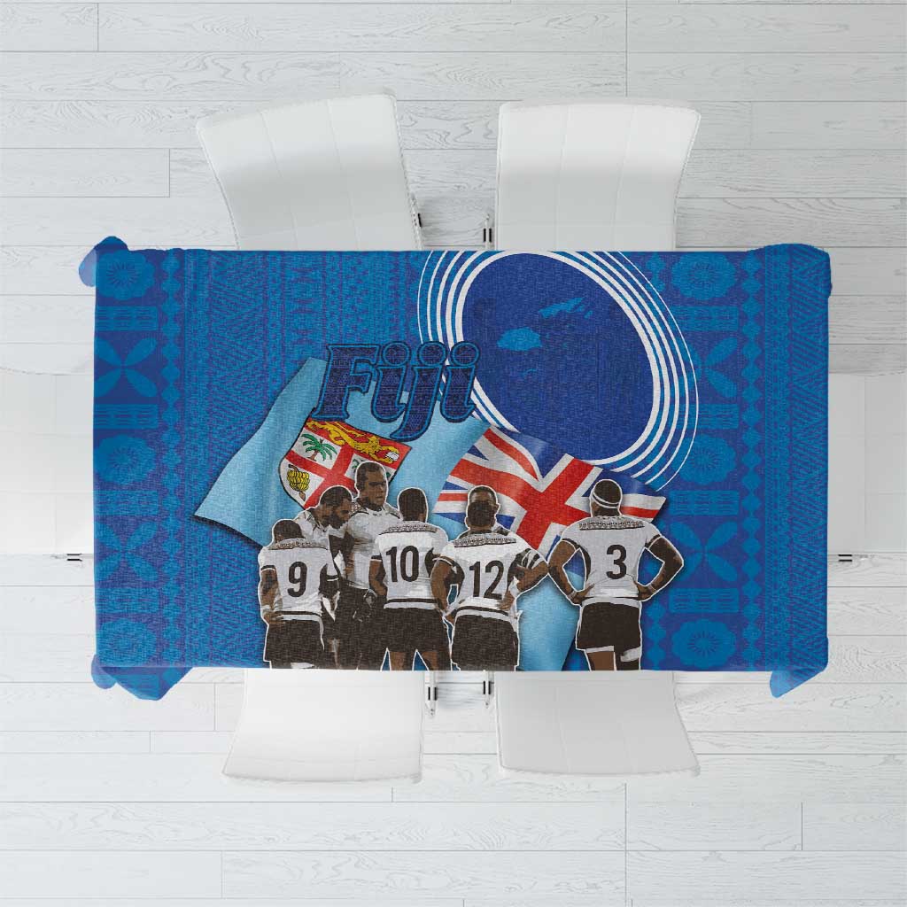 Fiji Rugby Sevens Tablecloth Commemorate Gold Medal - Rio de Janeiro 2016 LT03 Blue - Polynesian Pride