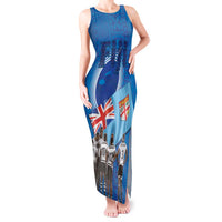 Fiji Rugby Sevens Tank Maxi Dress Commemorate Gold Medal - Rio de Janeiro 2016 LT03 Women Blue - Polynesian Pride