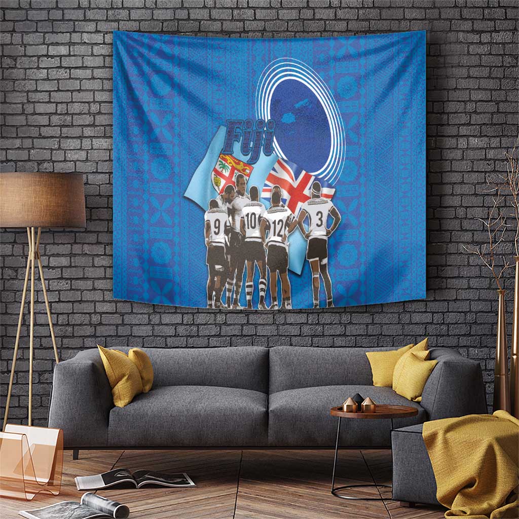 Fiji Rugby Sevens Tapestry Commemorate Gold Medal - Rio de Janeiro 2016 LT03 Blue - Polynesian Pride