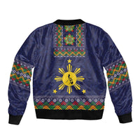 Philippines Merry Christmas Bomber Jacket Maligayang Pasko with Parol and Xmas Pattern Barong Style LT03 - Polynesian Pride