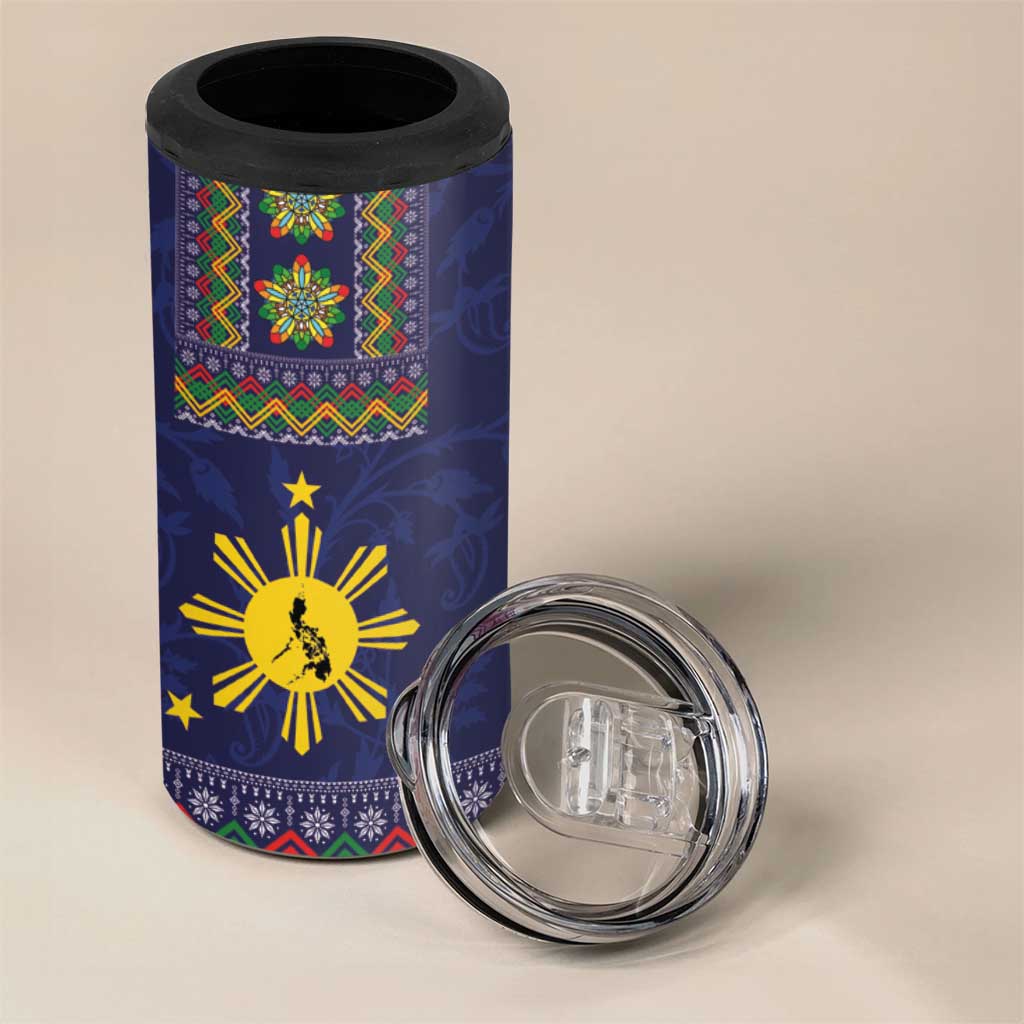 Philippines Merry Christmas 4 in 1 Can Cooler Tumbler Maligayang Pasko with Parol and Xmas Pattern Barong Style LT03 - Polynesian Pride