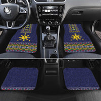 Philippines Merry Christmas Car Mats Maligayang Pasko with Parol and Xmas Pattern Barong Style LT03 Set 4pcs Blue - Polynesian Pride