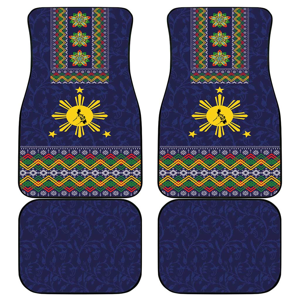 Philippines Merry Christmas Car Mats Maligayang Pasko with Parol and Xmas Pattern Barong Style LT03 - Polynesian Pride