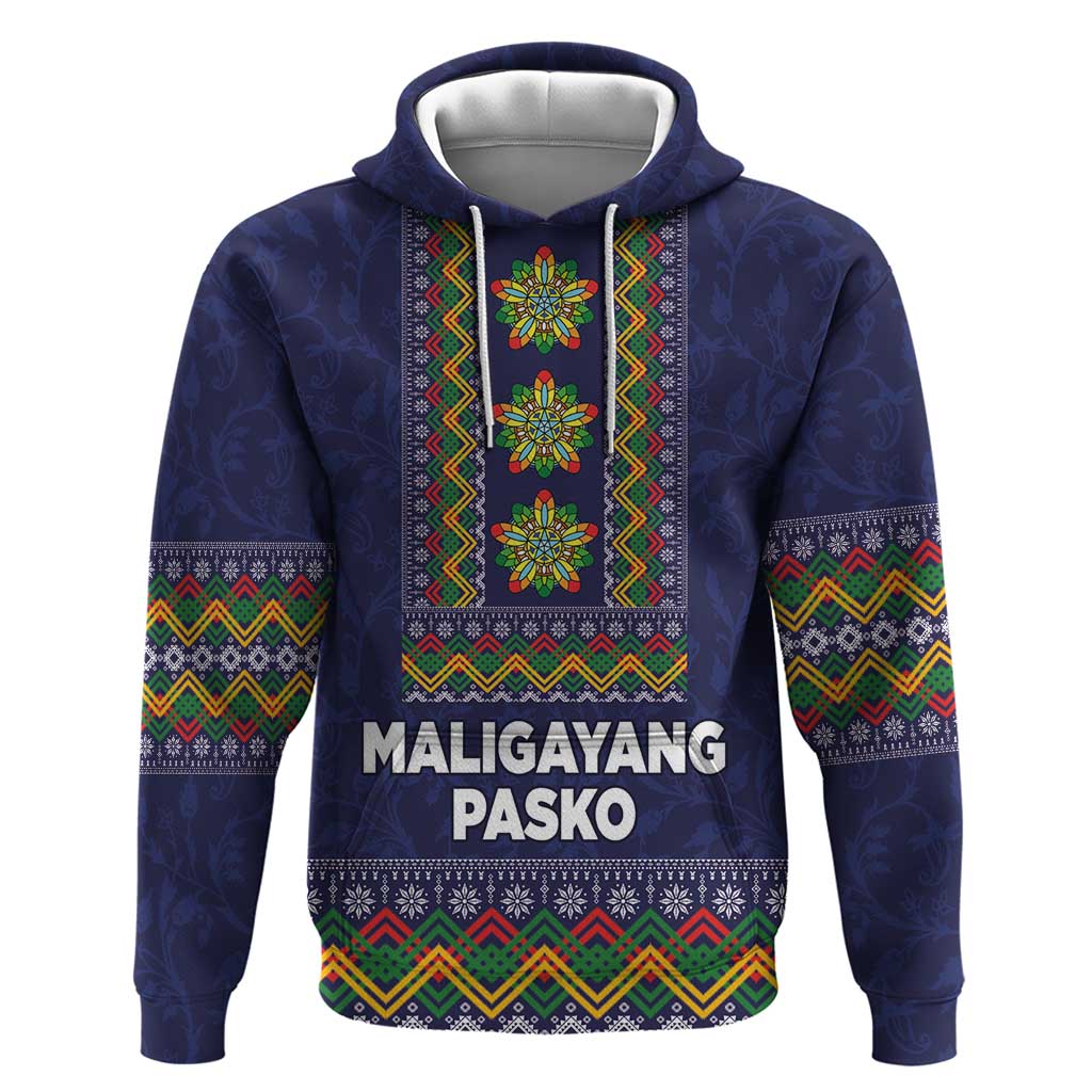 Philippines Merry Christmas Hoodie Maligayang Pasko with Parol and Xmas Pattern Barong Style