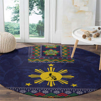 Philippines Merry Christmas Round Carpet Maligayang Pasko with Parol and Xmas Pattern Barong Style LT03 - Polynesian Pride