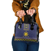 Philippines Merry Christmas Shoulder Handbag Maligayang Pasko with Parol and Xmas Pattern Barong Style LT03 One Size Blue - Polynesian Pride