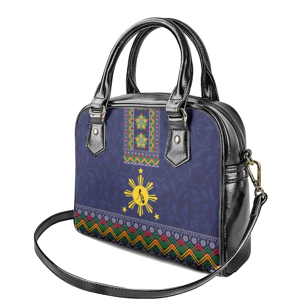 Philippines Merry Christmas Shoulder Handbag Maligayang Pasko with Parol and Xmas Pattern Barong Style LT03 - Polynesian Pride
