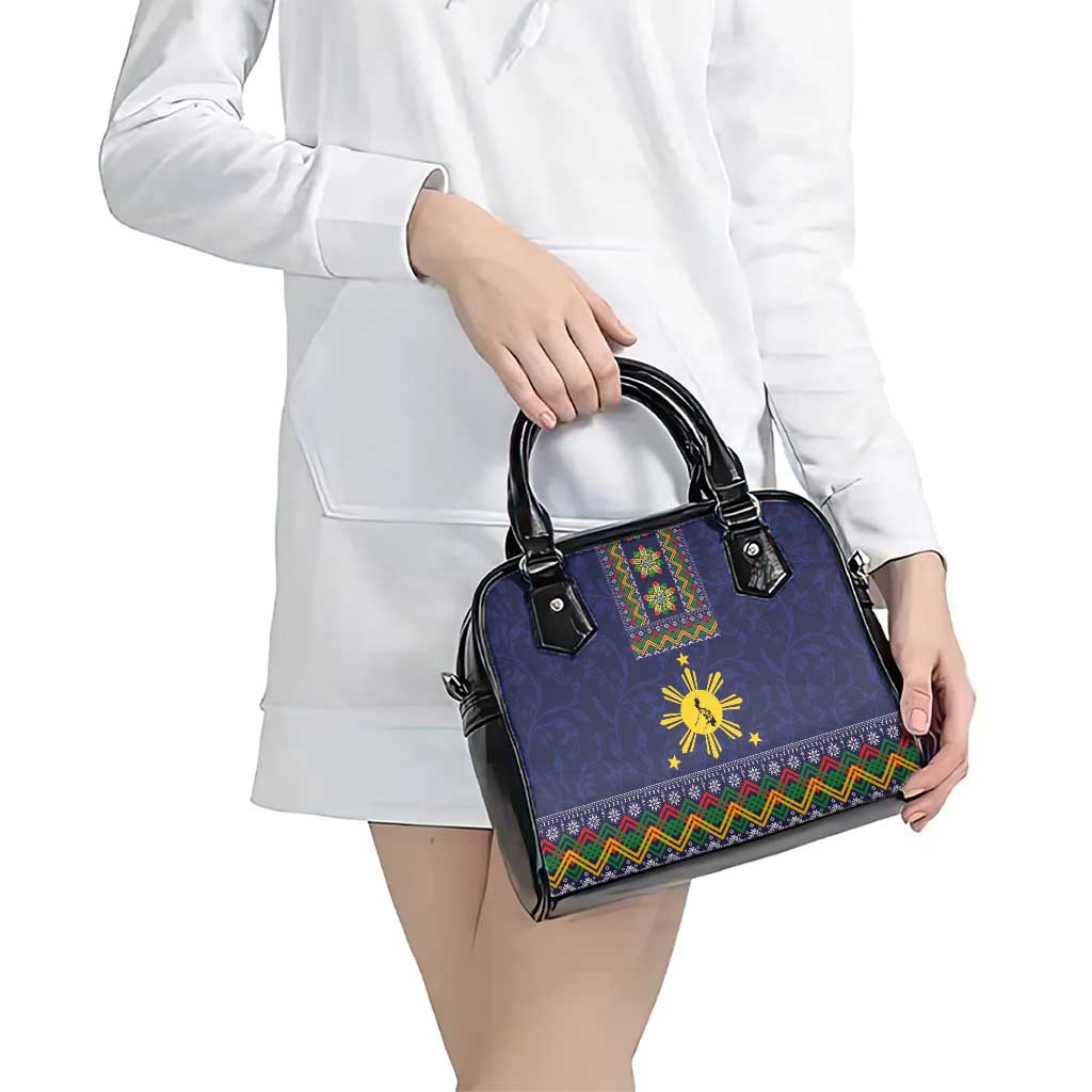 Philippines Merry Christmas Shoulder Handbag Maligayang Pasko with Parol and Xmas Pattern Barong Style LT03 - Polynesian Pride