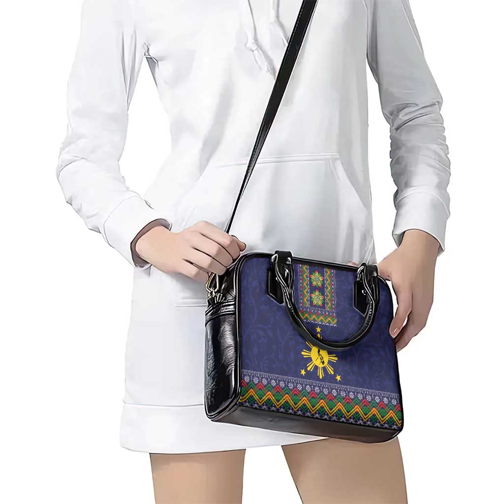 Philippines Merry Christmas Shoulder Handbag Maligayang Pasko with Parol and Xmas Pattern Barong Style LT03 - Polynesian Pride