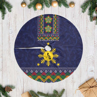 Philippines Merry Christmas Tree Skirt Maligayang Pasko with Parol and Xmas Pattern Barong Style LT03 Casual Blue - Polynesian Pride
