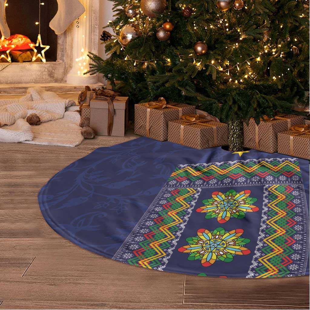 Philippines Merry Christmas Tree Skirt Maligayang Pasko with Parol and Xmas Pattern Barong Style LT03 - Polynesian Pride
