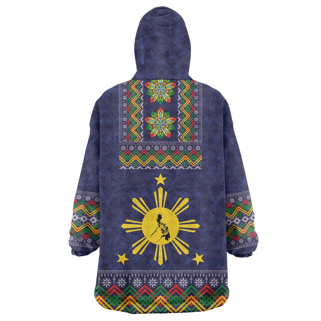 Philippines Merry Christmas Wearable Blanket Hoodie Maligayang Pasko with Parol and Xmas Pattern Barong Style LT03 - Polynesian Pride