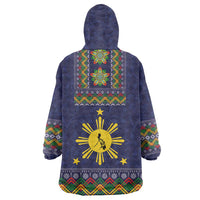 Philippines Merry Christmas Wearable Blanket Hoodie Maligayang Pasko with Parol and Xmas Pattern Barong Style LT03 - Polynesian Pride