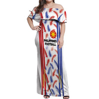 Custom Philippines Champions Football Jersey Off Shoulder Maxi Dress LT03 Women White - Polynesian Pride