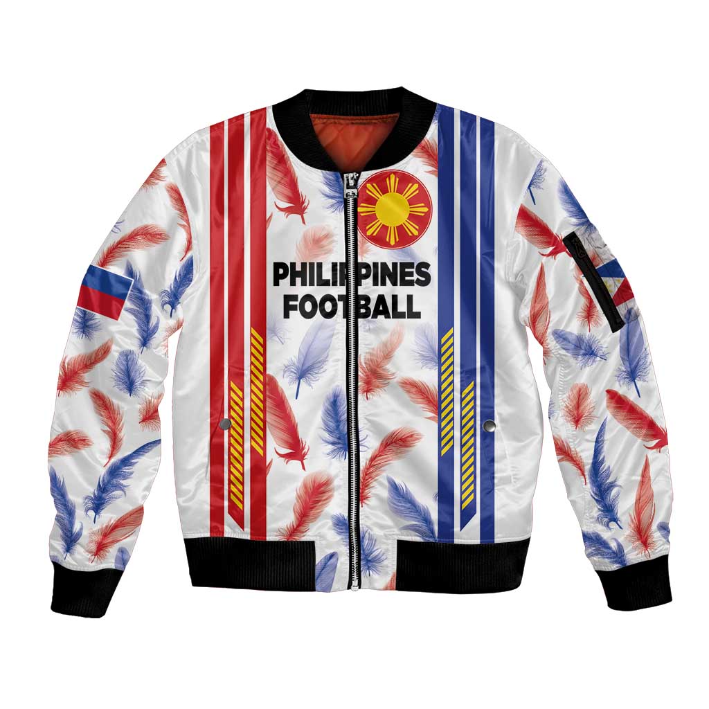 Custom Philippines Champions Football Jersey Sleeve Zip Bomber Jacket LT03 Unisex White - Polynesian Pride
