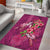 Hawaiian Turtle Love Couple Area Rug - Sweet Hibiscus and Kakau Pattern Rose Color