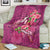 Hawaiian Turtle Love Couple Blanket - Sweet Hibiscus and Kakau Pattern Rose Color