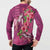 Hawaiian Turtle Love Couple Button Sweatshirt - Sweet Hibiscus and Kakau Pattern Rose Color