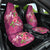 Hawaiian Turtle Love Couple Car Seat Cover - Sweet Hibiscus and Kakau Pattern Rose Color