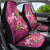 Hawaiian Turtle Love Couple Car Seat Cover - Sweet Hibiscus and Kakau Pattern Rose Color