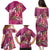 Hawaiian Turtle Love Couple Family Matching Puletasi and Hawaiian Shirt - Sweet Hibiscus and Kakau Pattern Rose Color