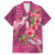 Hawaiian Turtle Love Couple Family Matching Puletasi and Hawaiian Shirt - Sweet Hibiscus and Kakau Pattern Rose Color