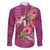 Hawaiian Turtle Love Couple Family Matching Puletasi and Hawaiian Shirt - Sweet Hibiscus and Kakau Pattern Rose Color