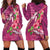 Hawaiian Turtle Love Couple Hoodie Dress - Sweet Hibiscus and Kakau Pattern Rose Color