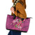 Hawaiian Turtle Love Couple Leather Tote Bag - Sweet Hibiscus and Kakau Pattern Rose Color