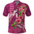 Hawaiian Turtle Love Couple Polo Shirt - Sweet Hibiscus and Kakau Pattern Rose Color