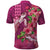 Hawaiian Turtle Love Couple Polo Shirt - Sweet Hibiscus and Kakau Pattern Rose Color