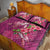 Hawaiian Turtle Love Couple Quilt Bed Set - Sweet Hibiscus and Kakau Pattern Rose Color