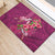 Hawaiian Turtle Love Couple Rubber Doormat - Sweet Hibiscus and Kakau Pattern Rose Color