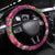 Hawaiian Turtle Love Couple Steering Wheel Cover - Sweet Hibiscus and Kakau Pattern Rose Color