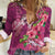 Hawaiian Turtle Love Couple Women Casual Shirt - Sweet Hibiscus and Kakau Pattern Rose Color