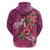 Hawaiian Turtle Love Couple Zip Hoodie - Sweet Hibiscus and Kakau Pattern Rose Color