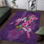 Hawaiian Turtle Love Couple Area Rug - Sweet Hibiscus and Kakau Pattern Deep Purple Color