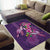 Hawaiian Turtle Love Couple Area Rug - Sweet Hibiscus and Kakau Pattern Deep Purple Color