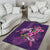 Hawaiian Turtle Love Couple Area Rug - Sweet Hibiscus and Kakau Pattern Deep Purple Color