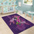 Hawaiian Turtle Love Couple Area Rug - Sweet Hibiscus and Kakau Pattern Deep Purple Color