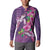 Hawaiian Turtle Love Couple Button Sweatshirt - Sweet Hibiscus and Kakau Pattern Deep Purple Color