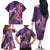 Hawaiian Turtle Love Couple Family Matching Off The Shoulder Long Sleeve Dress and Hawaiian Shirt - Sweet Hibiscus and Kakau Pattern Deep Purple Color