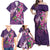 Hawaiian Turtle Love Couple Family Matching Off Shoulder Maxi Dress and Hawaiian Shirt - Sweet Hibiscus and Kakau Pattern Deep Purple Color