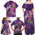 Hawaiian Turtle Love Couple Family Matching Off Shoulder Maxi Dress and Hawaiian Shirt - Sweet Hibiscus and Kakau Pattern Deep Purple Color