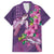 Hawaiian Turtle Love Couple Family Matching Off Shoulder Maxi Dress and Hawaiian Shirt - Sweet Hibiscus and Kakau Pattern Deep Purple Color