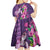 Hawaiian Turtle Love Couple Kid Short Sleeve Dress - Sweet Hibiscus and Kakau Pattern Deep Purple Color