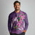 Hawaiian Turtle Love Couple Long Sleeve Polo Shirt - Sweet Hibiscus and Kakau Pattern Deep Purple Color