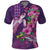 Hawaiian Turtle Love Couple Polo Shirt - Sweet Hibiscus and Kakau Pattern Deep Purple Color