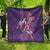 Hawaiian Turtle Love Couple Quilt - Sweet Hibiscus and Kakau Pattern Deep Purple Color