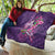 Hawaiian Turtle Love Couple Quilt - Sweet Hibiscus and Kakau Pattern Deep Purple Color